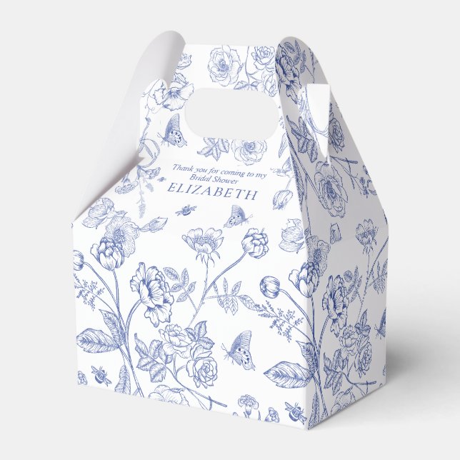 French Blue & White Victorian Bridal Shower Favor Box (Front Side)