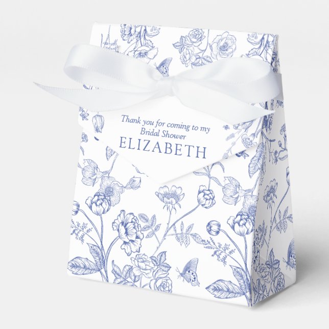 French Blue & White Victorian Bridal Shower Favor Box (Front Side)