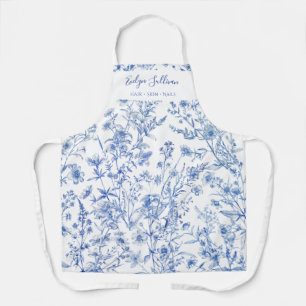 French blue wildflowers apron