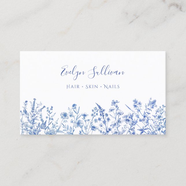 French blue wildflowers business card (Front)