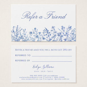 French blue wildflowers referral card