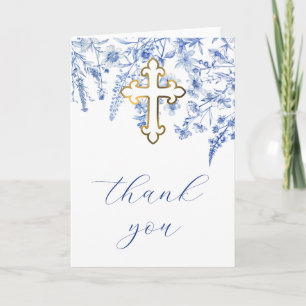 French Blue Wildflowers Religious Thank You Card