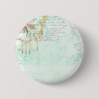 French Bluebird & Tassels 2 Inch Round Button