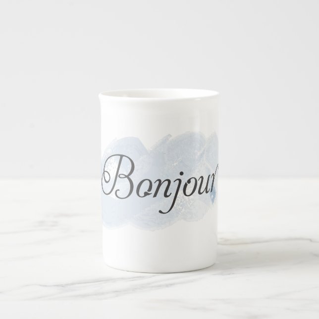 French Bonjour Bone China Mug (Front)