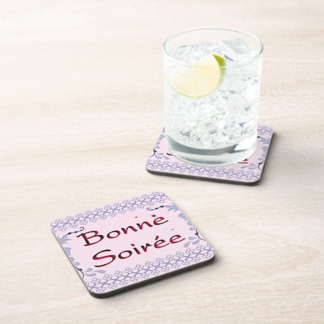 French:Bonne Soiree Beverage Coaster (Right Side)