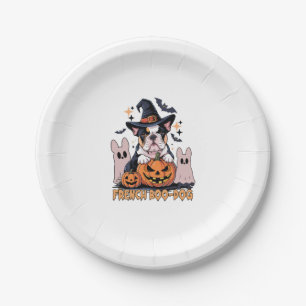 French Boo Dog Cute Frenchie Halloween Ghost Dog T Paper Plate
