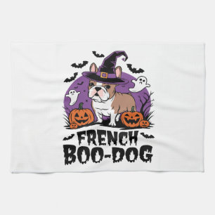 French Boo Dog � the Spookiest Pup Kitchen Towel