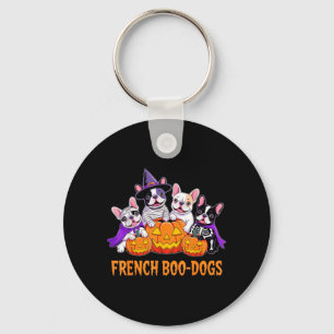 French Boo Dogs Funny Cute Dog Halloween Keychain