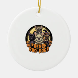 French Boo-Dogs Halloween French Bulldog Design_1 Ceramic Ornament