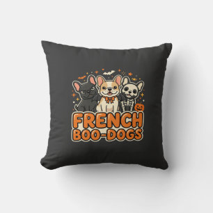 French Boo Dogs Halloween French Bulldog Design_1 Throw Pillow
