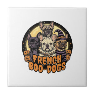 French Boo-Dogs Halloween French Bulldog Design_1 Tile