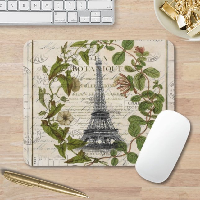 french botanical ivy leaves  paris eiffel tower mouse pad (french botanical ivy leaves paris eiffel tower mouse pad)
