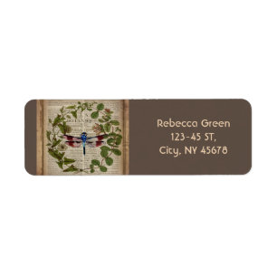 french botanical leaves modern vintage dragonfly