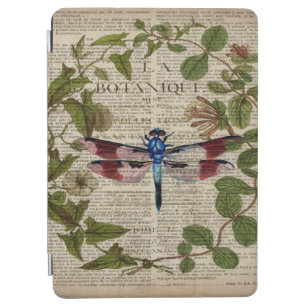 french botanical leaves modern vintage dragonfly iPad air cover