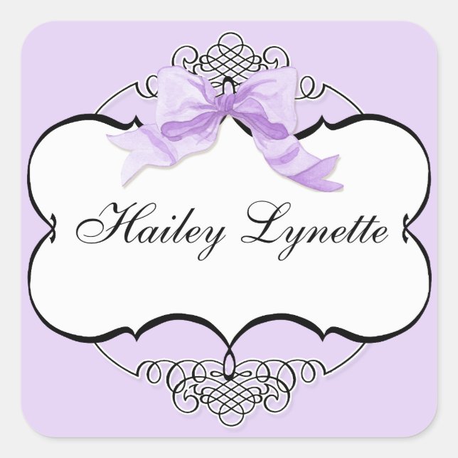 French Bow n Dots, Girl Baby Shower Sticker Seal (Front)
