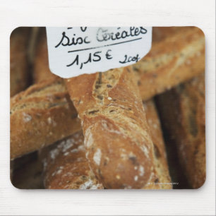 French bread at a market mouse pad