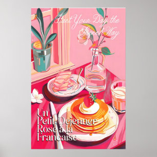 French Breakfast Art Print Pink Cafe (Poster