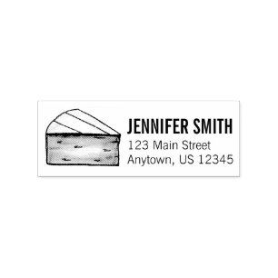 French Brie Cheese Wedge Food Personalized Address Rubber Stamp
