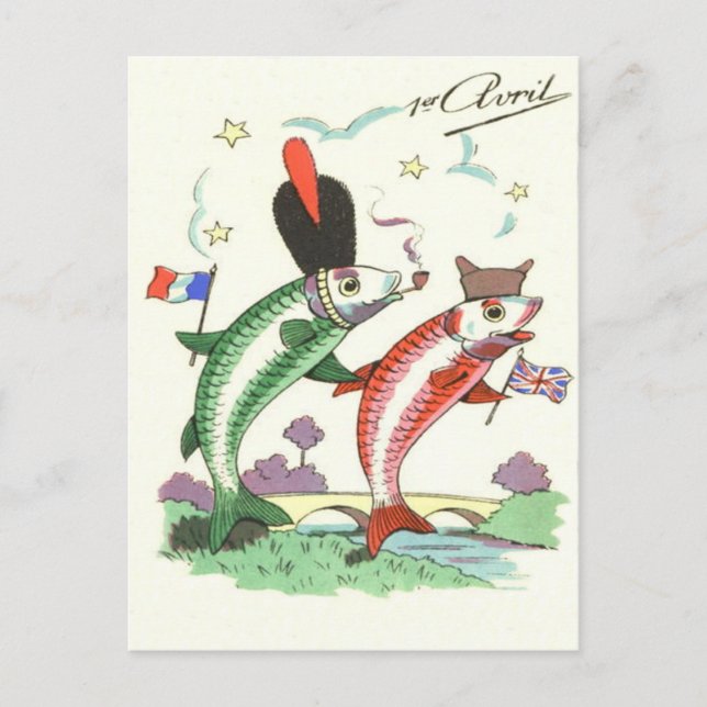 French British Military Fish Stars Postcard (Front)