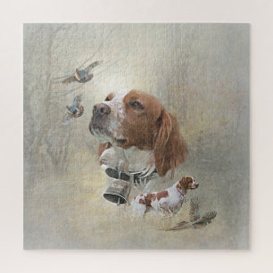 French Brittany, Bird Hunting Art Jigsaw Puzzle