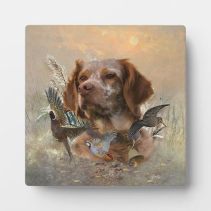 French Brittany, Bird Hunting Art Plaque