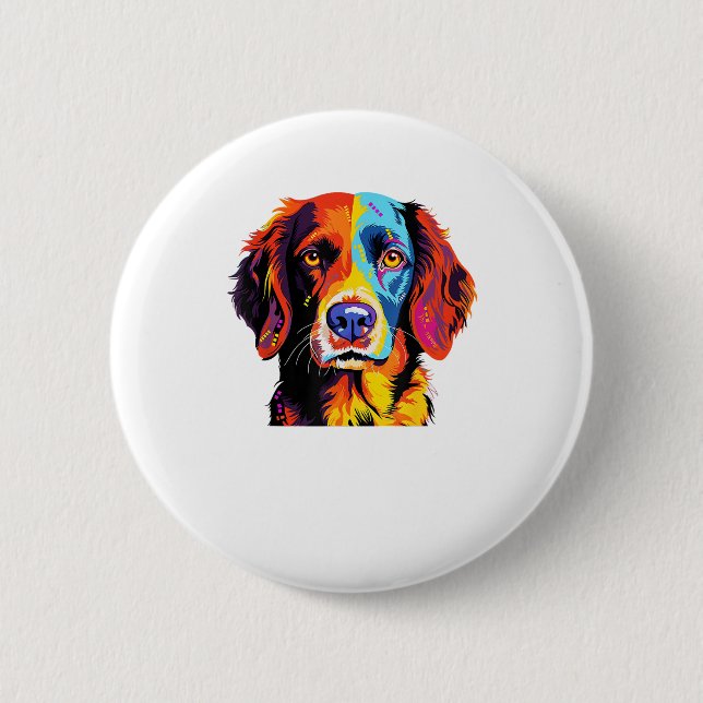 French Brittany Spaniel Mom Dad Dog Face Pop Art C 2 Inch Round Button (Front)