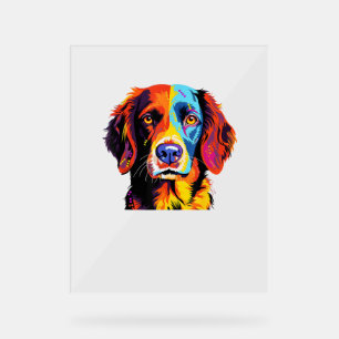 French Brittany Spaniel Mom Dad Dog Face Pop Art C Acrylic Sign
