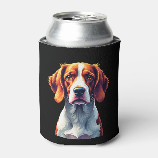 French Brittany Spaniel Mom Dad Dog Face Pop Art C Can Cooler (Can Front)