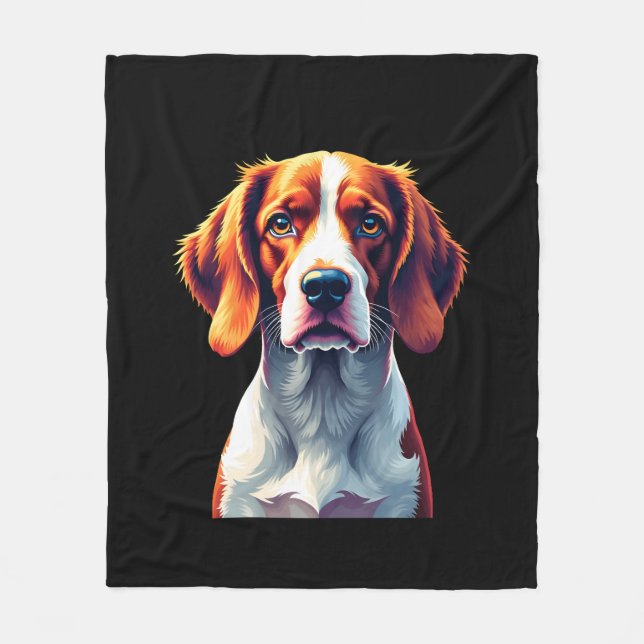 French Brittany Spaniel Mom Dad Dog Face Pop Art C Fleece Blanket (Front)