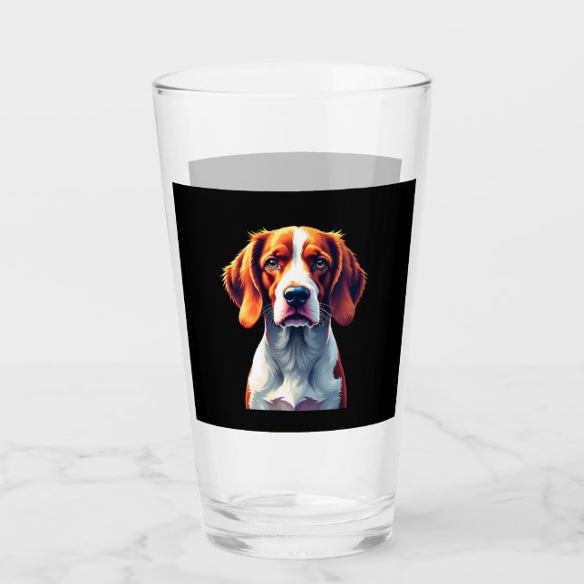 French Brittany Spaniel Mom Dad Dog Face Pop Art C Glass (Front)