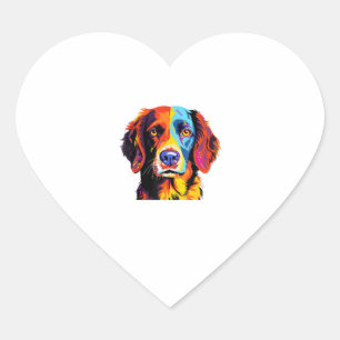 French Brittany Spaniel Mom Dad Dog Face Pop Art C Heart Sticker
