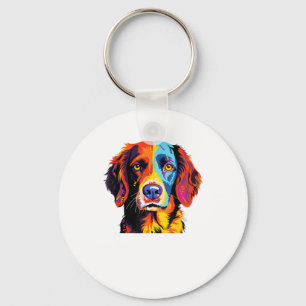 French Brittany Spaniel Mom Dad Dog Face Pop Art C Keychain