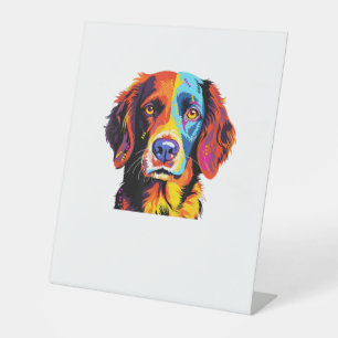 French Brittany Spaniel Mom Dad Dog Face Pop Art C Pedestal Sign
