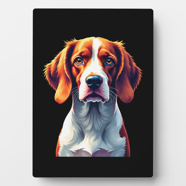 French Brittany Spaniel Mom Dad Dog Face Pop Art C Plaque (Front)