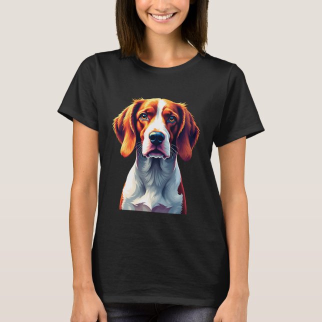 French Brittany Spaniel Mom Dad Dog Face Pop Art C T-Shirt (Front)
