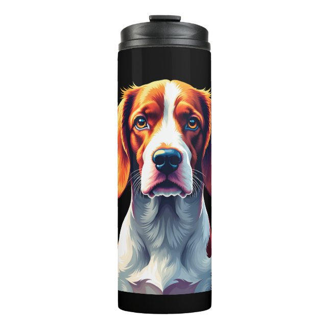 French Brittany Spaniel Mom Dad Dog Face Pop Art C Thermal Tumbler (Front)