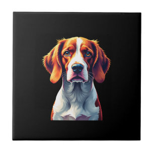 French Brittany Spaniel Mom Dad Dog Face Pop Art C Tile