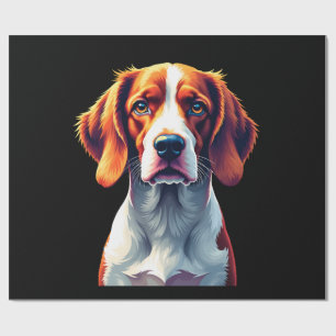 French Brittany Spaniel Mom Dad Dog Face Pop Art C Wrapping Paper