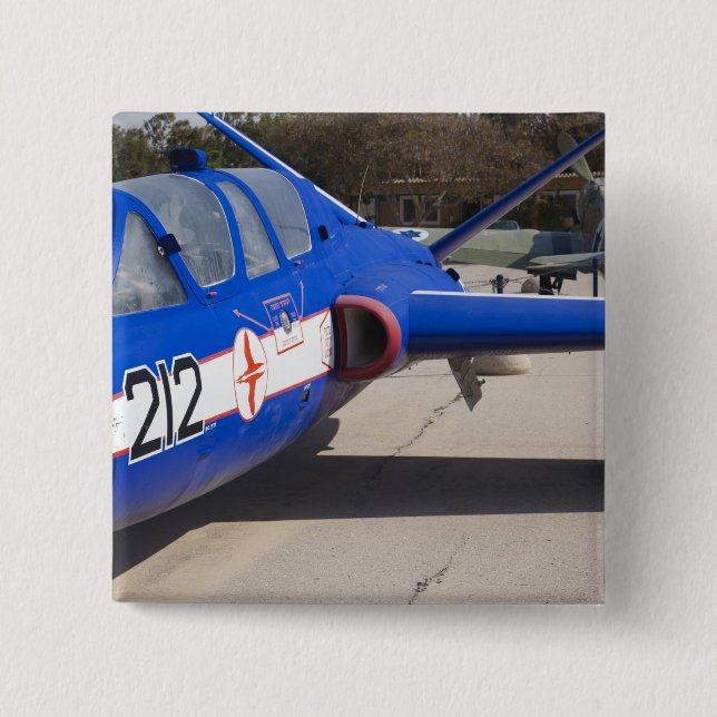 French Built Fouga Magister trainer 2 Inch Square Button (Front)