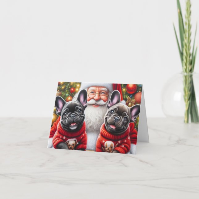 French Bull Dog Christmas Holiday Card (Front)