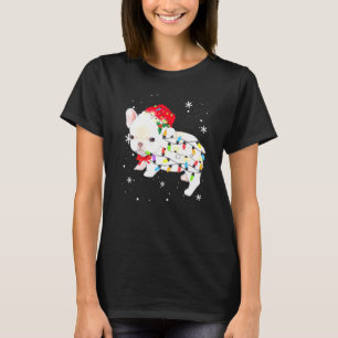 French Bull Dog Christmas Light Xmas Mom Dad T-Shirt