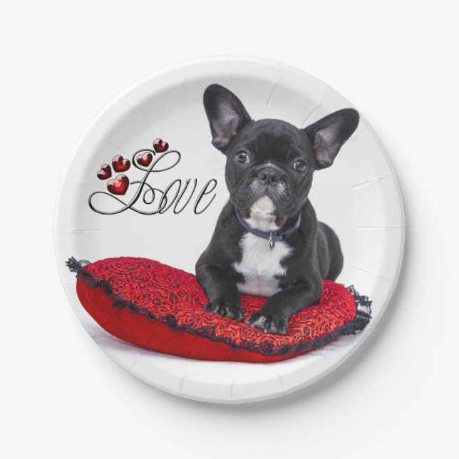 French Bull Dog - Frenchie - Love Paper Plate (Front)
