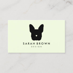 French Bull Dog puppy face frenchies green black Business Card