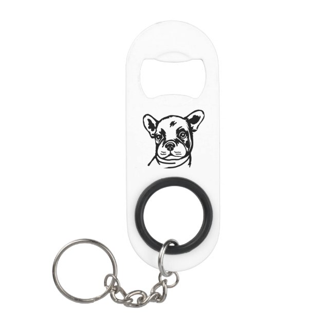 French Bull Dog Puppy Face Keychain Bottle Opener (Front)