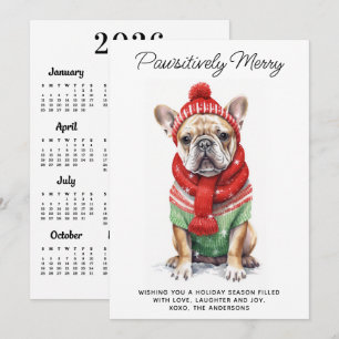 French Bulldog 2027 Calendar Dog Lover Christmas  Holiday Card