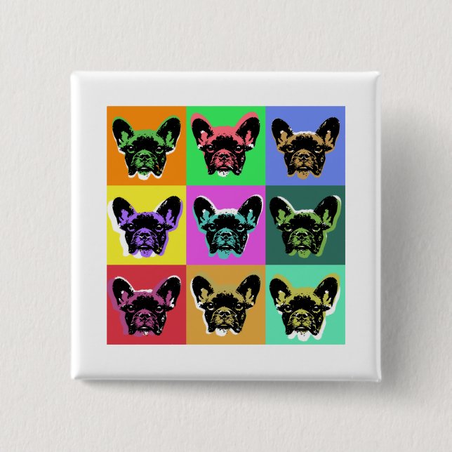 French bulldog 2 inch square button (Front)