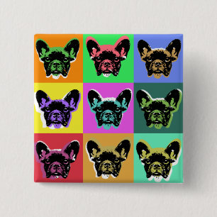 French bulldog 2 inch square button