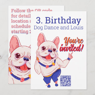 French Bulldog 3. Birthday Invitation 