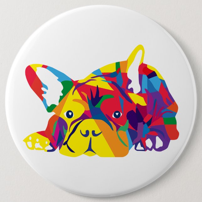 French Bulldog 6 Inch Round Button (Front)
