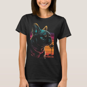 French Bulldog 80s Sunset Vintage Retro Style 8 T-Shirt